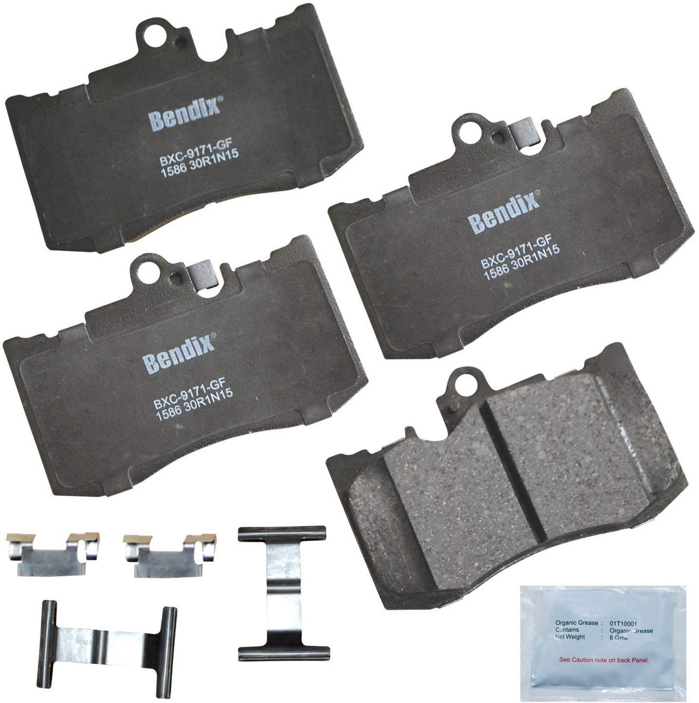 Bendix Premium Copper Free CFC1586 Premium Copper Free Ceramic Brake Pad (with Installation Hardware Front)