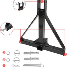 BETTERCLOUD Heavy Duty Steel Construction 3 Point 2" Receiver Trailer Hitch Category 1 Tractor Tow Drawbar Adapter