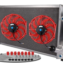 NEW For CHEVY CORVETTE V8 5.7/7.4 1973-1976 1974 1975 Aluminum Racing Radiator +2 x 12" Red Fans Kit