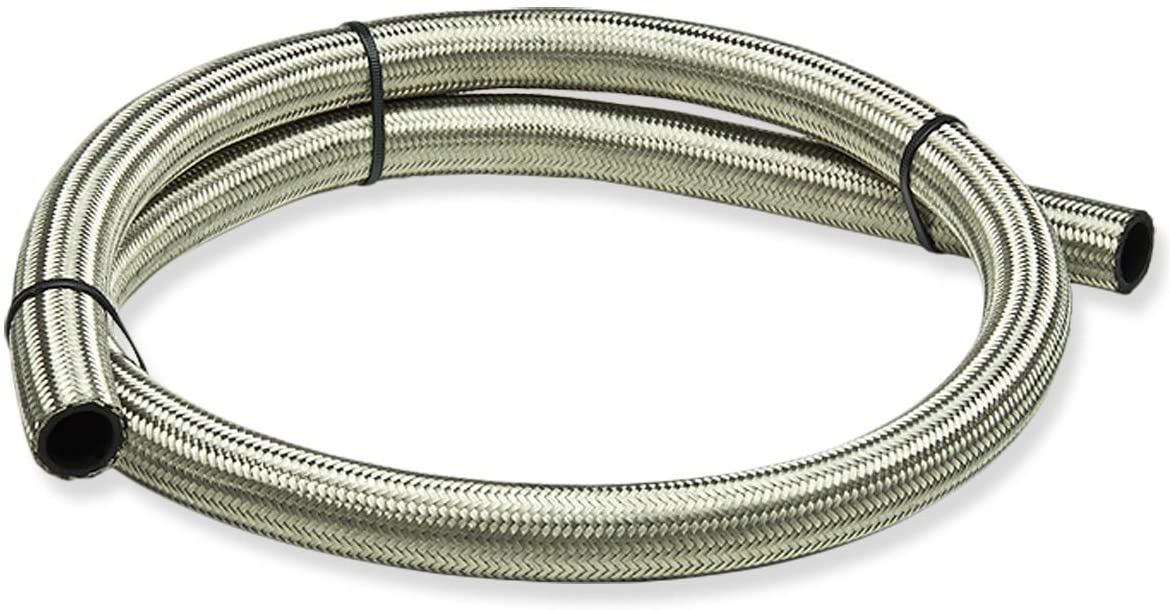 6AN AN-6 Stainless Steel Braided Fuel Line by Meter for Oil/Water/Fluid/Air/Pump Gas Fittings