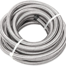20 Feet 6AN AN6 3/8" Fuel Line Hose Braided Stainless Steel Oil Gas Fuel Hose CPE Synthetic Rubber Line Silver