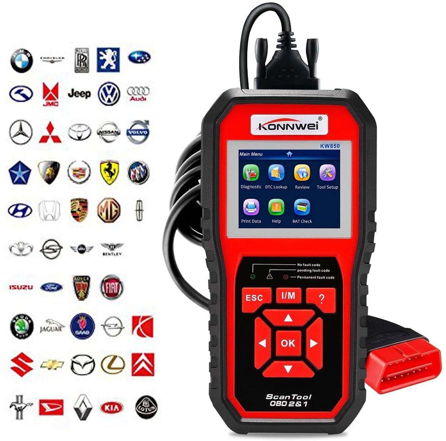 OBD2 Scanner OBDII Auto Diagnostic Code Scanner Universal Vehicle Engine O2 Sensor Systems OBD2 EOBD Scanners Tool Check Engine Light Automotive Code Reader for all OBD II Protocol Car Since 1996