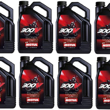 Motul 104129 Set of 8 300V Road Racing 15W-50 Motor Oil 1-Gallon Bottles