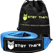 Stay There 3'' × 20ft Tow Recovery Strap, Heavy Duty with 30,000 lb Capacity-Emergency Towing Rope for Recovery Vechiles-Storage Bag (Blue)
