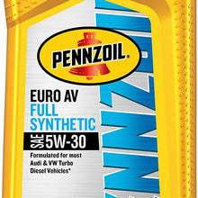 Pennzoil 550040835 Euro AV SAE 5W-30 Full Synthetic Motor Oil - 1 Quart,