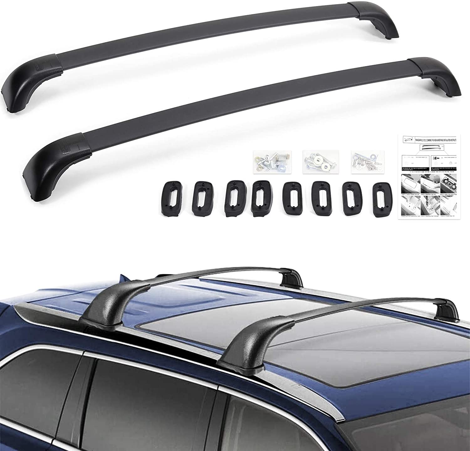 Haitzu Roof Rack Cross Bars Rail Fit for Toyota Highlander 2015-2019