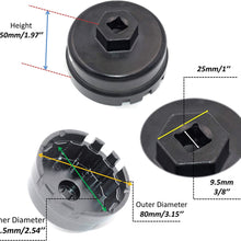 36mm Oil Filter Wrench, Oil Filter Socket, 3/8" Drive,6 Point Oil Filter Removal,for F250,F350,F450,Cooper,323i,911,Cayenne,C30,C70,S40,S60