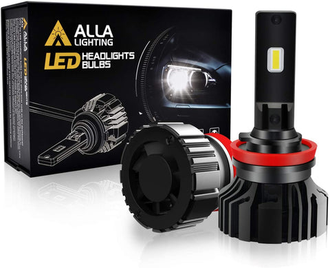 Alla Lighting Newest TXH H8 H9 H11 LED Headlight Bulbs Xtreme Super Bright Conversion Kits Replacement 6V~24V, 6000K Xenon White