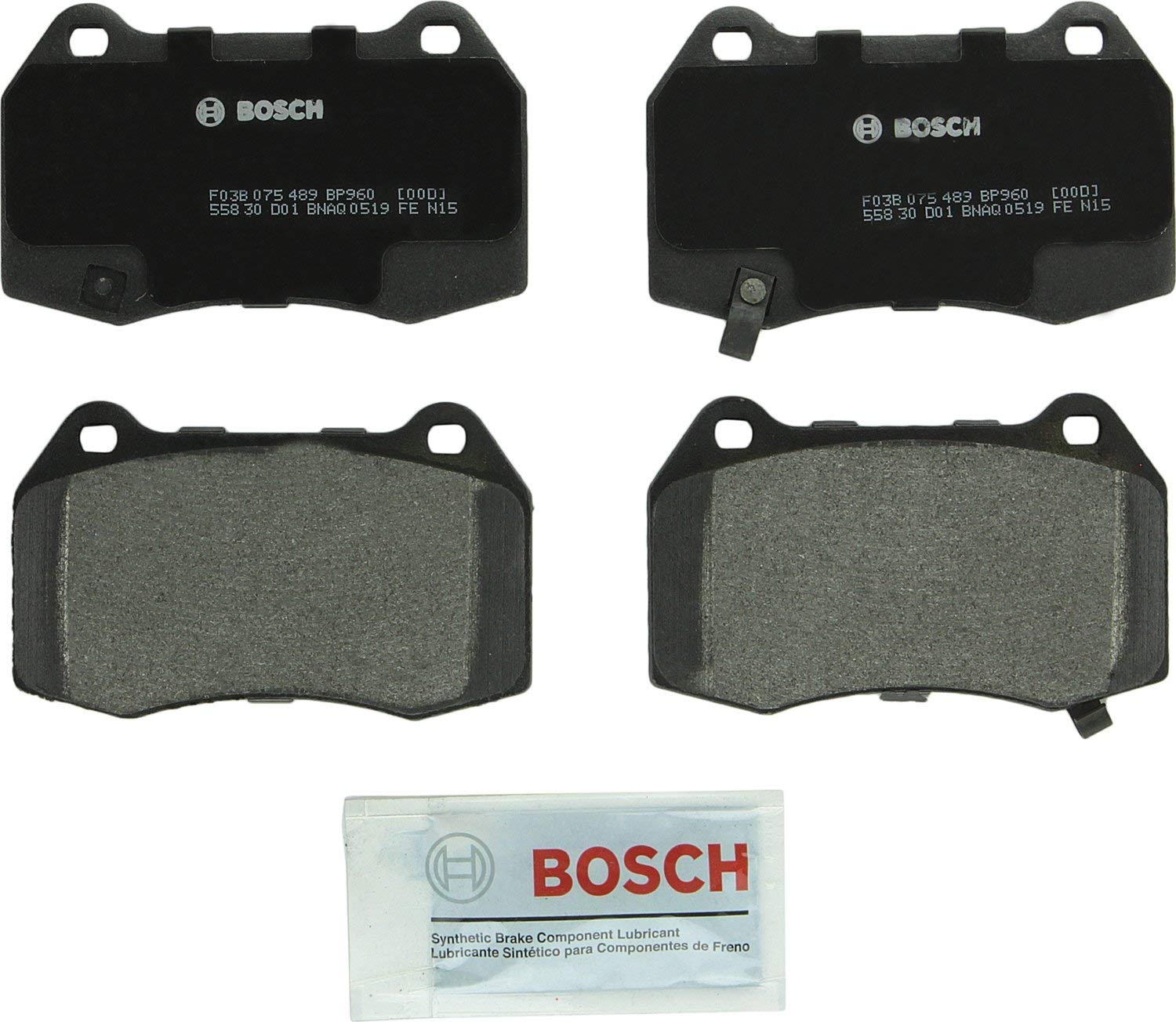 Bosch BP960 QuietCast Premium Semi-Metallic Disc Brake Pad Set For Infiniti: 2003-2005 G35; Nissan: 2003-2009 350Z, 2004-2006 Sentra; Front