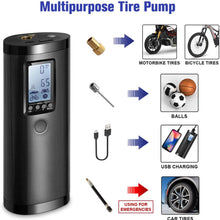 LLIVEKIT Rechargeable Air Compressor Pump Mini, Portable Cordless Tire Pump, Electric Hand Held Car Inflator, Digital LCD LED Light, 2000mAh Power Bank USB Charging, for Motorcycle, Bike, Bicycle