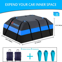 Copsrew 20 Cubic ft Car Roof Bag & Rooftop Cargo Carrier 100% Waterproof Heavy Duty RoofBag. Fits All Vehicle with/Without Rack. 4+2 Door Hooks Included (Blue)