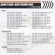 Complete Ignition Distributor For GMC Vortec C1500 C2500 C3500 K1500 K2500 K3500 1996 1997 1998 1999 2000 2001 2002 V8 5.0L 5.7L Relpaces # 93441558