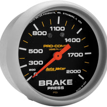 AUTO METER 5426 Pro-Comp 2-5/8" Mechanical Brake Pressure Gauge (0-2000 PSI, 66.7mm)