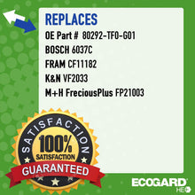ECOGARD XC36080H Upgraded High Efficiency Cabin Air Filter with Baking Soda Honda Civic, V, Fit, HR, Odyssey, Insight, CR-Z, Clarity | Acura RDX