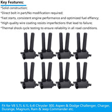 Ignition Coil Pack of 8 Replaces # UF504, C1526 Replacement for V8 5.7L 6.1L 6.4L - Chrysler 300, Aspen & Dodge Challenger, Charger, Durango, Magnum, Ram & Jeep Commander & More, Years 2005-2016