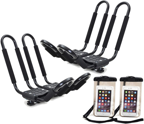 TMS 2 x Roof J Rack Kayak Boat Canoe Car SUV Top Mount Carrier w/Free Cell Phone Bag