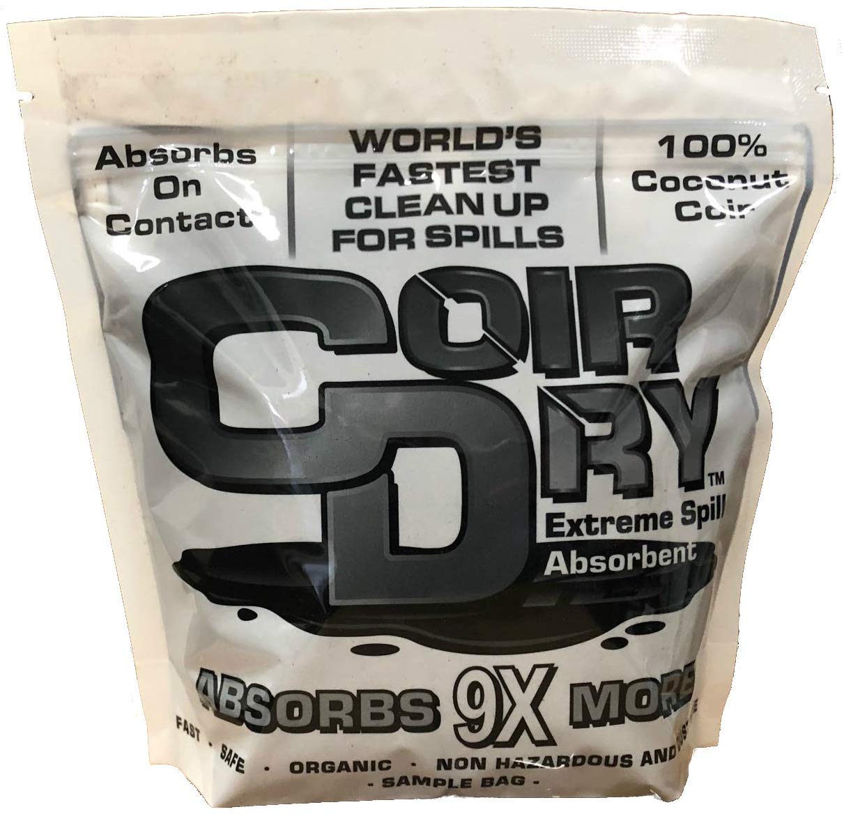 Coir Dry Extreme Spill Universal Liquid Absorbent and Lightweight Cleanup Response Kit (Absorbs Oil, Grease, Chemicals, Pesticides, Solvents, Diesel Fuel) - Sample Size, 0.5 lb. Bag