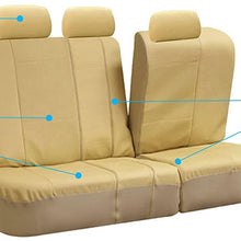 FH GROUP FH-PU103115 High Back Royal PU Leather Beige/Black Seat Covers (Airbag compatible & Split) W. FH2006 Microfiber Embossed Leather Black Steering Wheel Cover-Fit Most Car, Truck, Suv, or Van