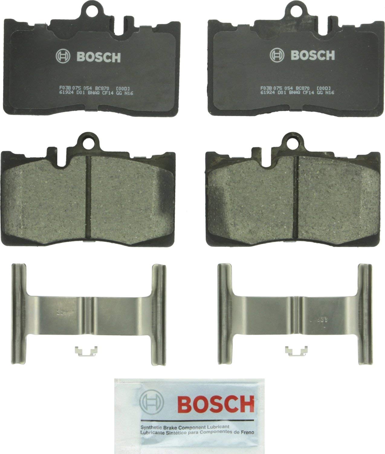 Bosch BC870 QuietCast Premium Ceramic Disc Brake Pad Set For 2001-2006 Lexus LS430; Front