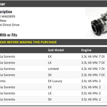 A/C Compressor - Compatible with 2011-2015 Kia Sorento (Except Direct Drive)