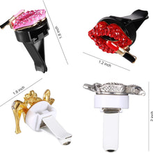 Boao 4 Pieces Car Air Vent Clip Charms Air Vent Decoration, Rhinestone Lipstick and Crystal High Heel Shoe Car Air Freshener Clip with Fragrance Cotton Pads
