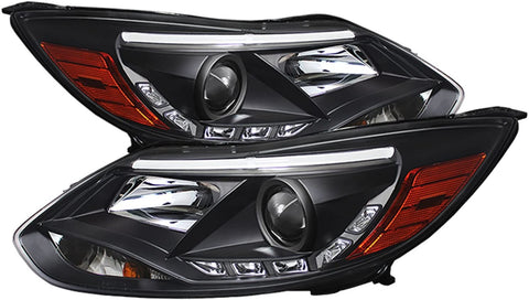 Spyder Auto (PRO-YD-FF12-DRL-BK) Ford Focus Black Projector Headlight with LED DRL