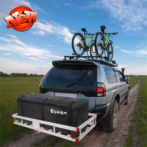 WYOHLLVO Latest Version & Stronger Haul Master Cargo Carrier, Aluminum Cargo Carrier Hitch Mount, Rear Hanging Luggage Frame Car Luggage Rack Cargo Carrier W/Waterproof Cargo Bag (Carry 500lbs)