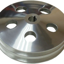 Polished Aluminum Double 2 Groove Power Steering Pump Pulley For GM Chevy SBC BBC