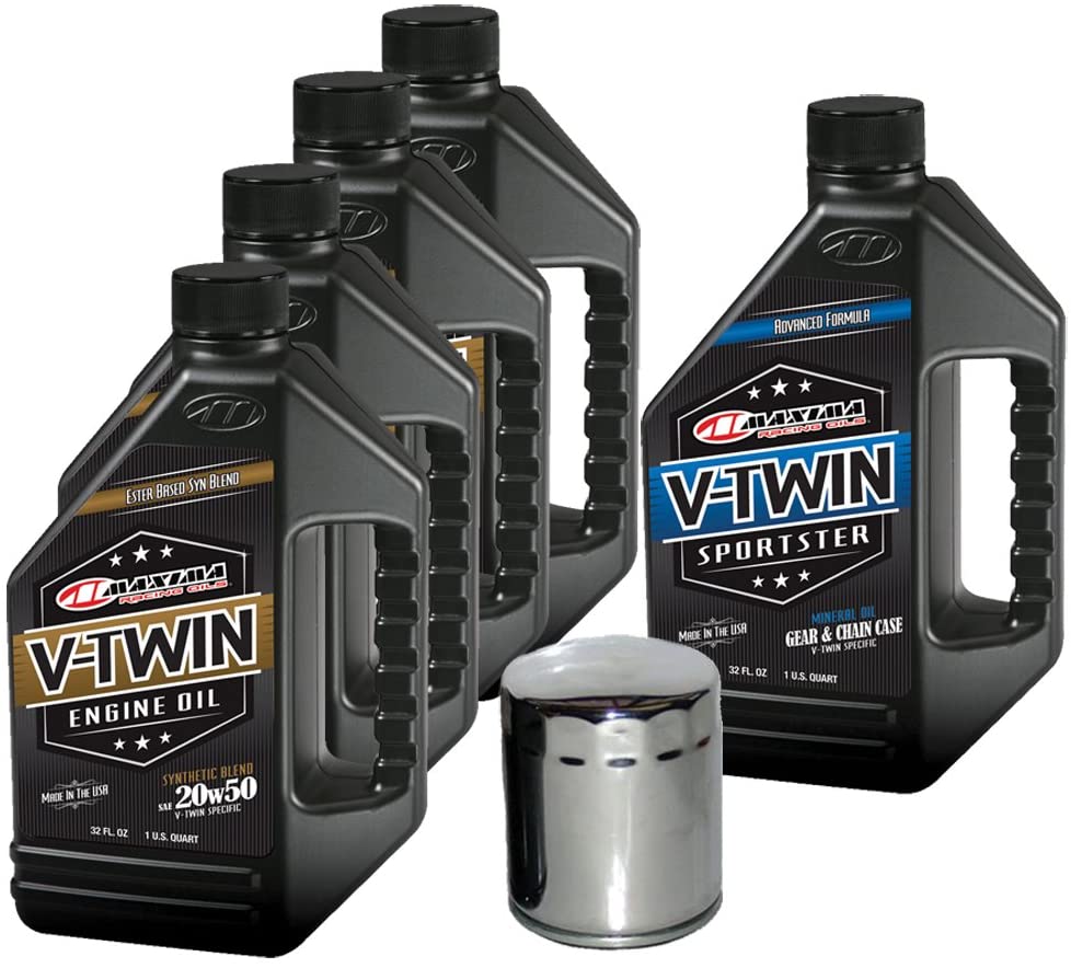 MaximaHiflofiltro VTTOCK20 Complete Engine Oil Change Kit for V-Twin Synthetic Blend Harley Davidson Sportster, 5 Quart