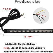 LivTee Waterproof 8" Motorcycle All-in-one LED Light Strip Tail Brake Stop Turn Signal Lights for Motorbike Scooter Quad Cruiser Harley Kawasaki Yamaha Suzuki Off Road, Red/Amber