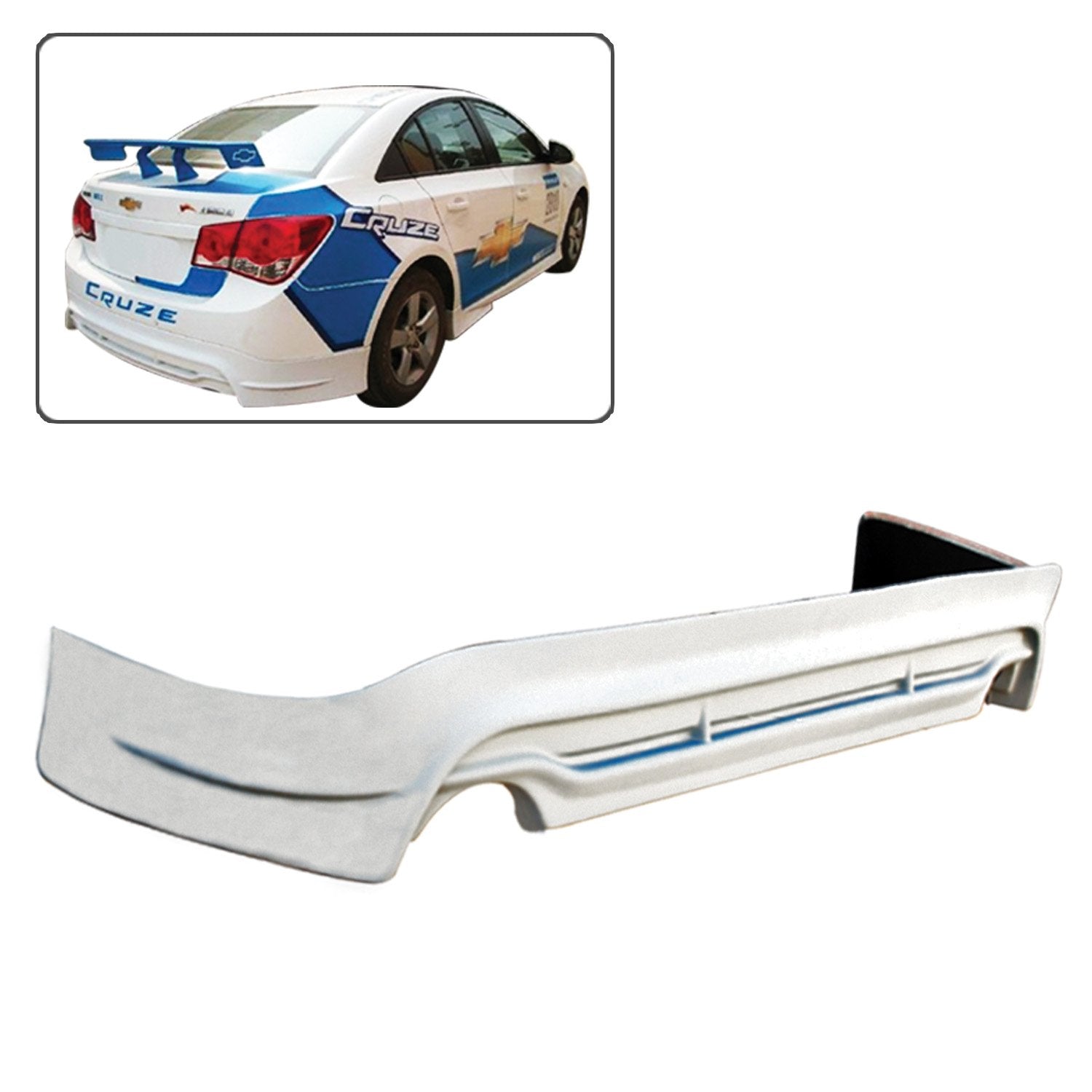 TC Sportline BO-CHCR110943 T-4 Style Polyurethane PU Rear Bumper Lip Spoiler for 2011-2012 CHEVY CRUZE