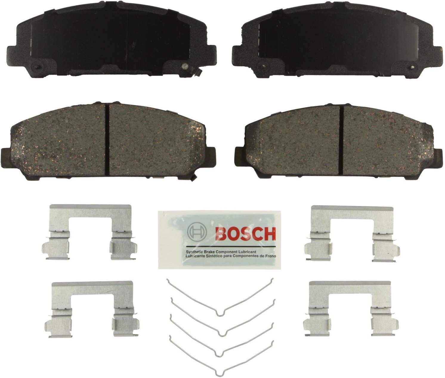 Bosch BE1509H Blue Disc Brake Pad Set with Hardware for Select 2011-15 Infiniti QX56, QX80 and Nissan Armada, Titan - FRONT