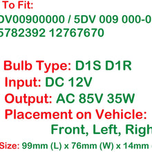 HID Ballast Replacement Xenon Headlight Control Unit Module D1S D1R Bulb Lamp Fits 5DV00900000 5DV 009 000-00 15782392 12767670 For 2007-2009 Mercedes CLK 350, CLK 55, CLK 500, CLK 63