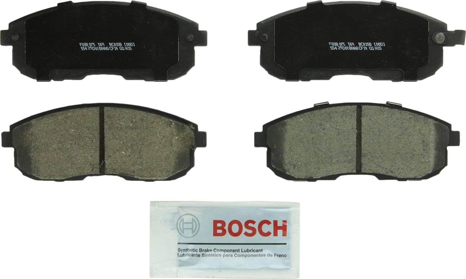 Bosch BC815B QuietCast Premium Ceramic Disc Brake Pad Set For Nissan: 2013 Altima, 2009-2011 Cube, 2002-2003 Maxima, 2013-2017 Sentra; Front