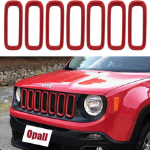 Opall Front Grill Grille Inserts ABS Grill Guard Cover Trim for Jeep Renegade 2015 2016 2017 2018(Red 7PCS)…