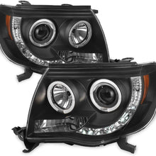 For Toyota Tacoma Pickup Black Bezel Dual Halo Ring Design Projector LED Replacement Headlights Lamps