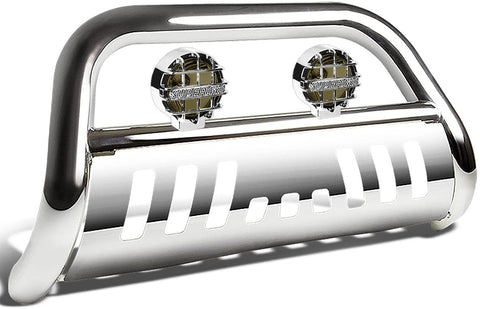 Replacement for 4Runner N280 3 inches Chrome Bull Bar+6 inches Chrome Housing Smoked Lens Fog Lights