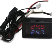 DROK Digital Thermometer, DC 4-28V -50 to +125 Degree Celsius Indoor Outdoor Thermometer with Dual LED Display, High Accuracy Temperature Gauge Tester with 2 Waterproof NTC Temperature Sensor Probe