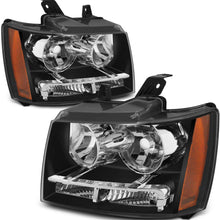 For Black Bezel 07-13 Suburban Tahoe Avalanche Headlights Front Lamps Direct Replacement Left + Right