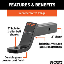 CURT 45030 Class 3 Trailer Hitch Ball Mount, Fits 2-Inch Receiver, 7,500 lbs, 1-Inch Hole, 2-In Drop, 3/4-Inch Rise