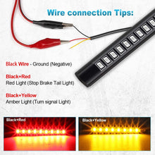 Partsam 2PCS 17LED Amber Red Motorcycle LED Turn Signal Tail Brake License Plate Light Flexible Indicator Running Light Strip for Motorcycle Bike ATV Scooter Car RV SUV