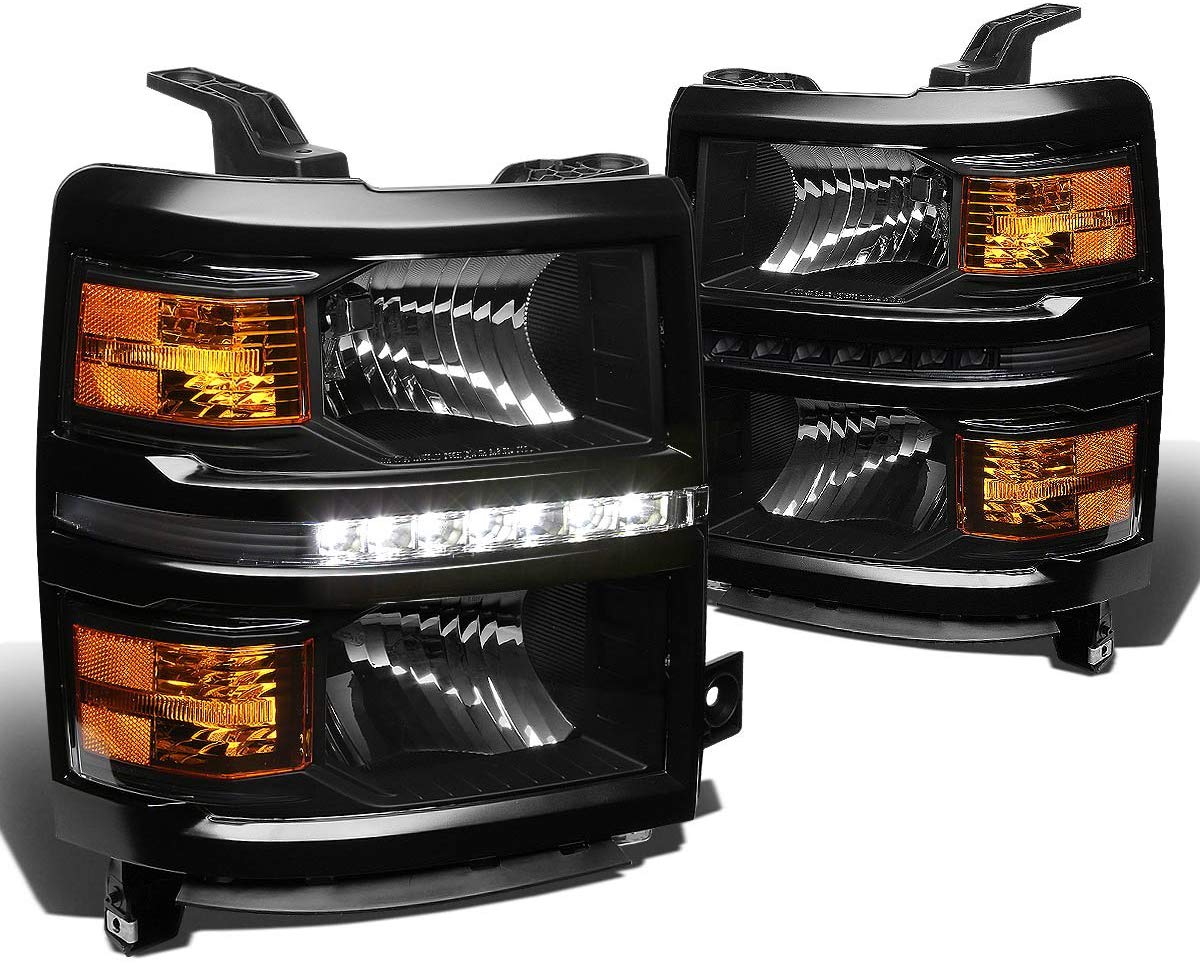 DNA Motoring HL-LED-CSIL14-BK-AM Headlight Assembly (Driver and Passenger Side)