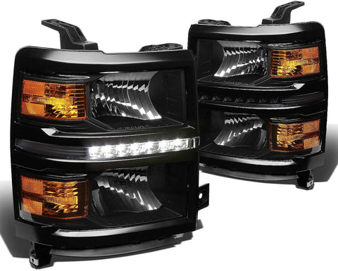 DNA Motoring HL-LED-CSIL14-BK-AM Headlight Assembly (Driver and Passenger Side)