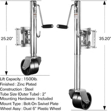WEIZE Swivel Trailer Jack, Heavy Duty Boat Trailer Jack with Dual Wheels, 10" Lift, 1500 lbs