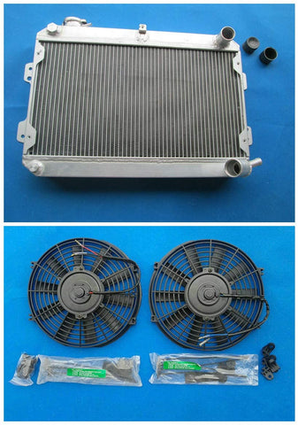 3 ROW Aluminum Radiator + Fans For MAZDA RX7 RX-7 SA/FB S1/S2/S3 1979-1985 80 81