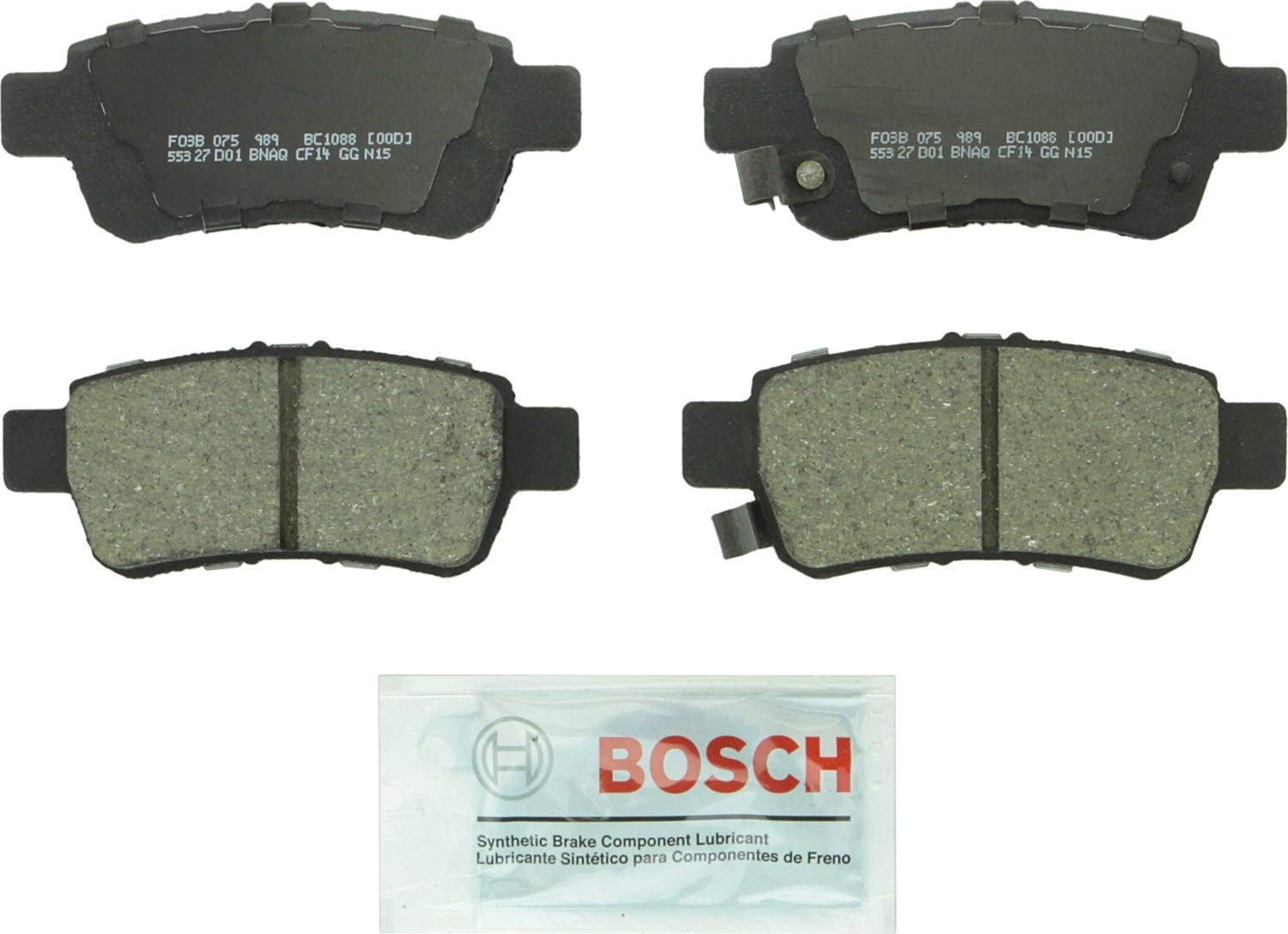 Bosch BC1088 QuietCast Premium Ceramic Disc Brake Pad Set For 2005-2010 Honda Odyssey; Rear