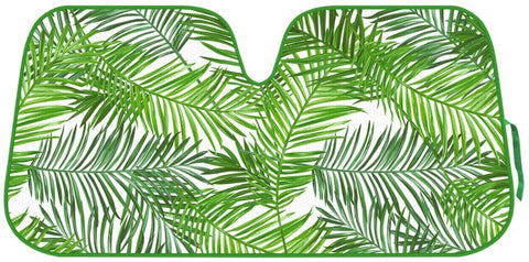 BDK Tropical Leaves Auto Windshield Sun Shade for Car SUV Truck - Balmy Fern - Double Bubble Foil Jumbo Folding Accordion - AS-768