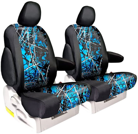 Front Seats: ShearComfort Custom Moon Shine Seat Covers for Toyota Corolla (2020-2020) in Undertow Camo Solid for Regular Buckets w/Adjustable Headrests (L, LE, Hybrid, or XLE Models Only)