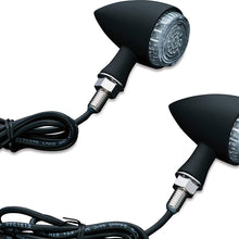 Kuryakyn 2509 Torpedo/Bullet Style Motorcycle LED Lights with Clear Lenses: Rear Position Turn Signal/Blinker, Running and Brake Light Indicators, Matte Black, 1 Pair