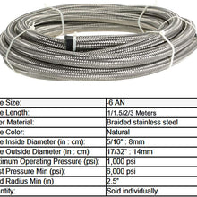 Tickas An-6 Fuel Hose,An-6 An6 Stainless Steel Braided Fuel Hose Oil Cooler Hose 1.5M